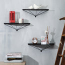 Set of 3 Black Metal Wall Mount Floating Shelves