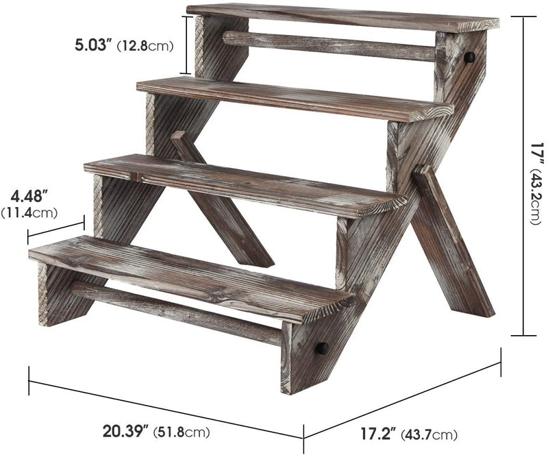 4-Tier Tower Shelf Storage Made Of Wood And Metal