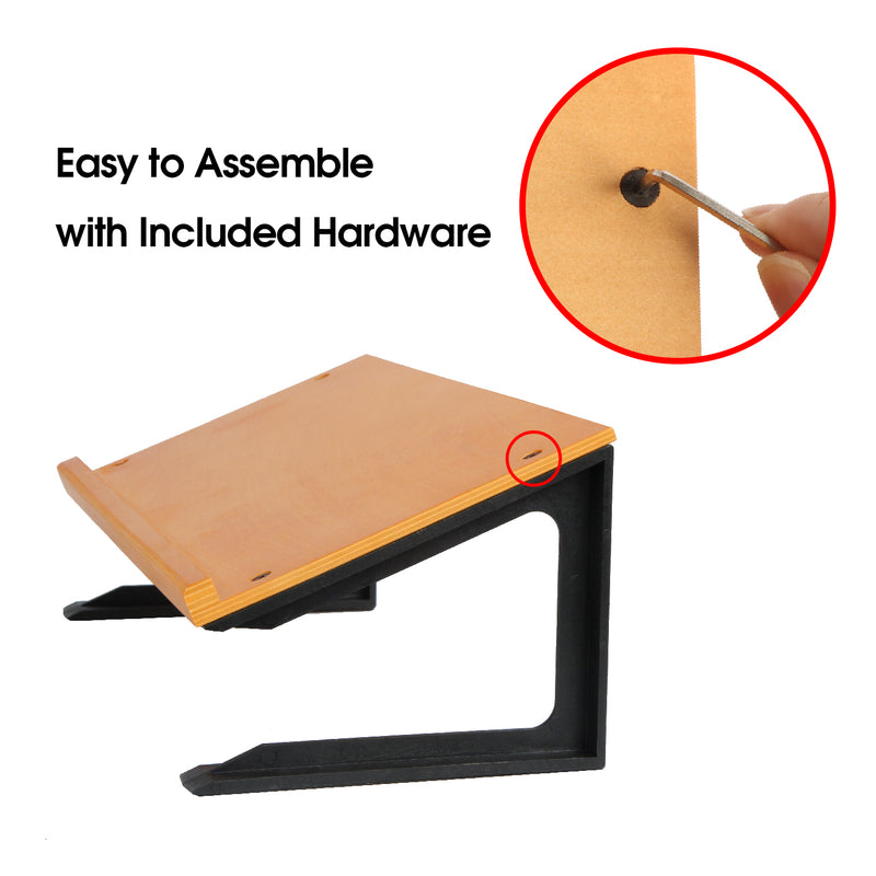 Wide Wooden Tablet, Book Stand for Desk with Black Plastic Legs