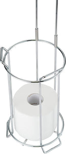 Toilet Paper Holder Stand with Metal Wire Bamboo Shelf