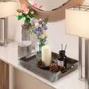 Rustic Wood Serving Tray with Metal Handles