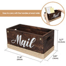 Rustic Torched Wooden Tabletop Mail Organizer Box for Entryways
