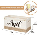 Rustic White Wooden Tabletop Mail Organizer Box for Entryways