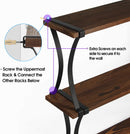 3 Tier Wood Floating Shelves with Curved Metal Brackets