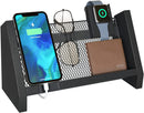 Black Wood with Wire Mesh Phone Docking Station Holder Stand