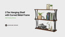 3 Tier Wood Floating Shelves with Curved Metal Brackets