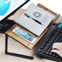 Wide Wooden Tablet, Book Stand for Desk with Black Metal Legs