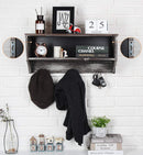 Rustic Entryway Coat Rack Storage Shelf with 3 Double Hooks