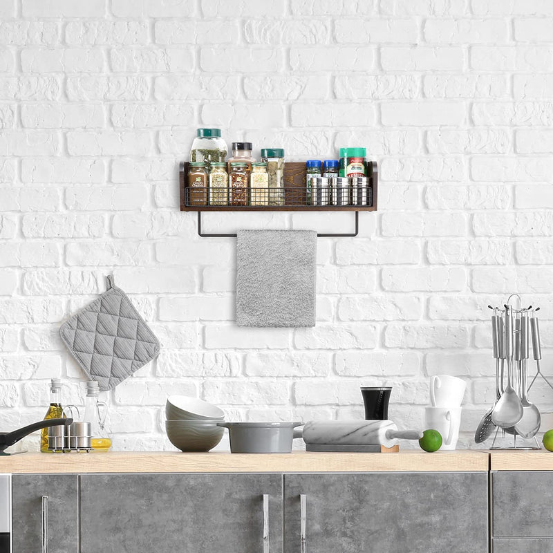 Floating Kitchen Shelf with Towel Bar