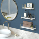 Set of 3 Gold Wall Wire White Floating Shelves