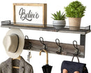 Rustic Coat Rack Wall Mounted Shelf with 5 Hooks
