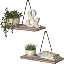Set of 2 Rustic Floating Wall Shelf with Triangle Bracket