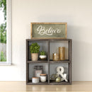 Farmhouse Wooden Bathroom Shelves with 4 Cube Storage & 2 White Baskets