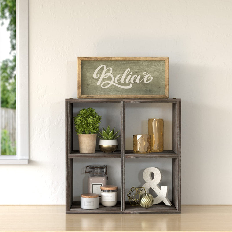 Farmhouse-Style White Washed & Brown Wood Spice Rack