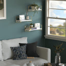 Set of 3 Gold Wall Wire White Floating Shelves