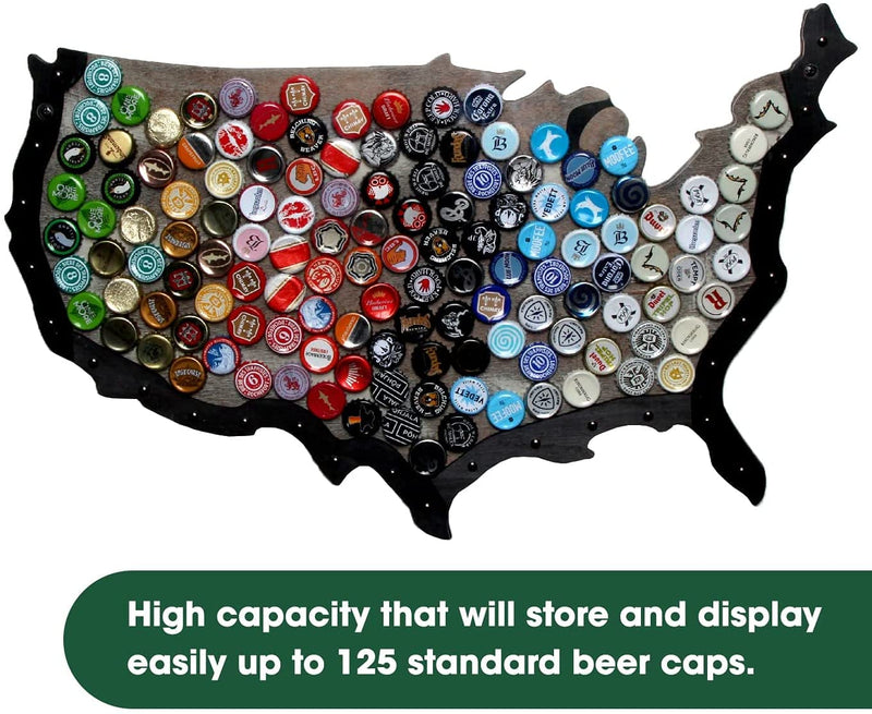 Rustic Wood USA Map- Beer Cap Display Case