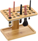 Bamboo Makeup Brush Air Drying Rack Holder with 26 Holes