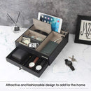 Leather Nighstand Valet Tray with Drawer