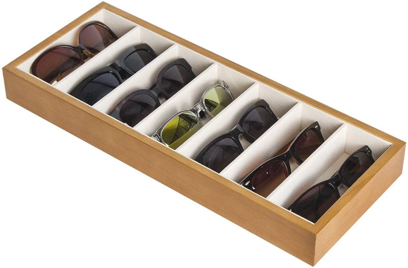 7 Compartment Wooden Sunglass Display Organizer