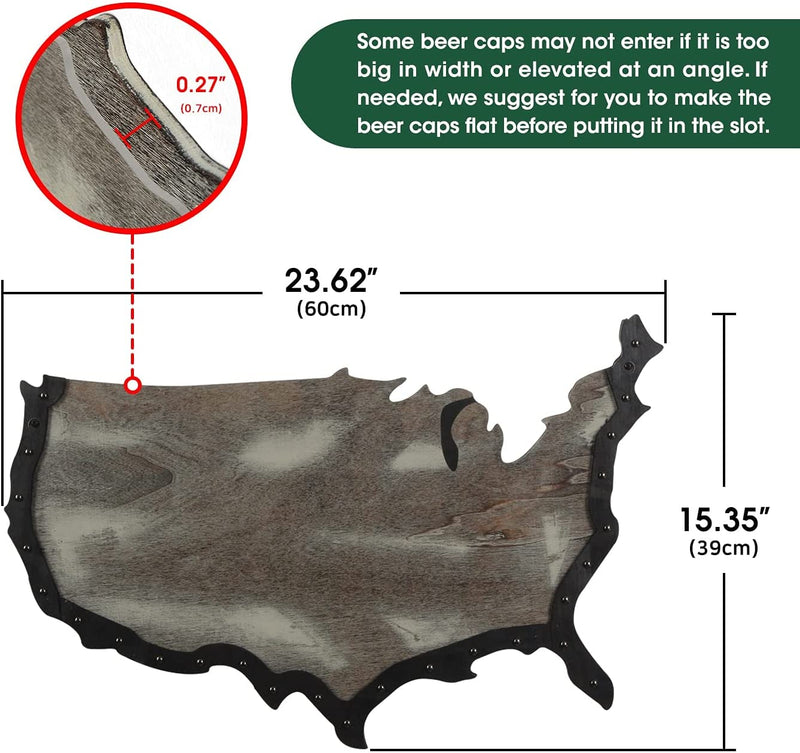 Rustic Wood USA Map- Beer Cap Display Case