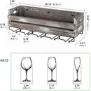 Wall Mount Metal and Wood Wine Bottle Rack with 5 Glass Holder