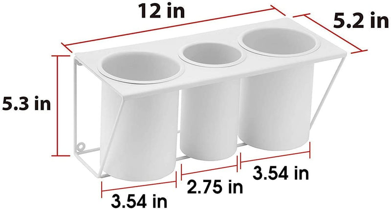Wall Mount White Hair Dryer Holder Stand with 3 Compartments