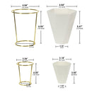 Set of 2 White Modern Taletop Gold Metal Ceramic Plant Vase Stand