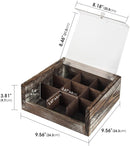 9 Comparments Rustic Wood Tea Bag Storage Organizer Box