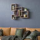 Rustic Wood 4 Cubes Floating Intersecting Wall Shelves