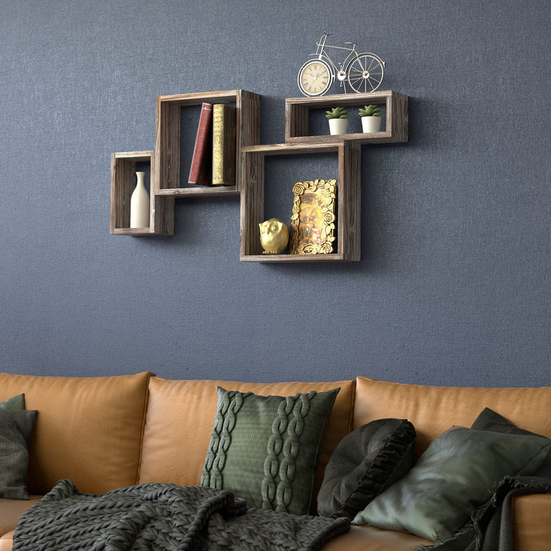 4 Cube Wall Mounted Rustic Floating Shelves