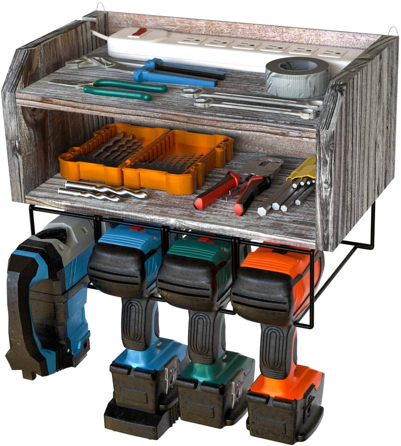2 Tier Power Tool Storage and Organizer with 4 Metal Drill Slots – J  JACKCUBE DESIGN