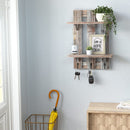 2 Tier Wood Floating Pallet Shelves with 3 Hooks
