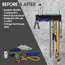 Gym Storage Rack with Wooden Shelf & 9 Hooks