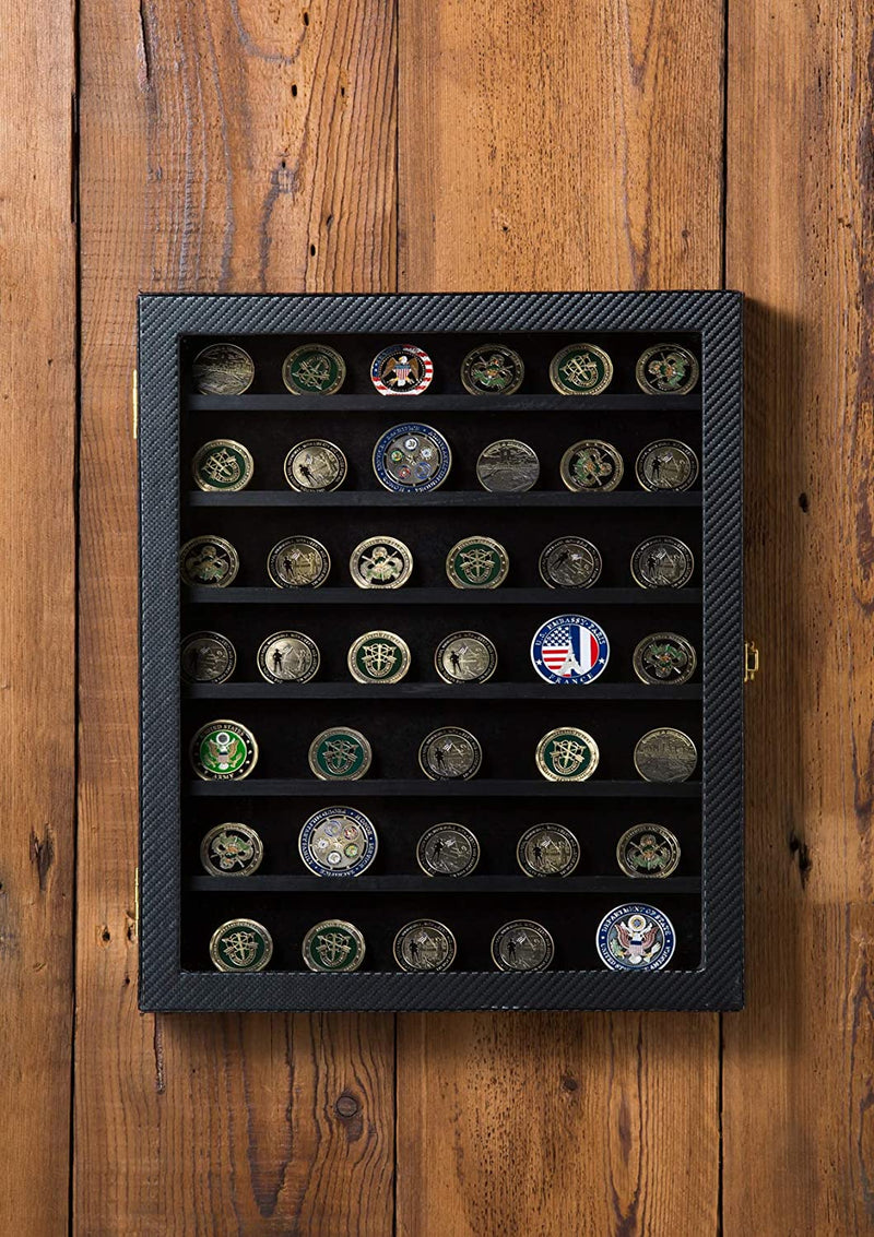 7 Tier Military Challenge Coin Display Case (Black)