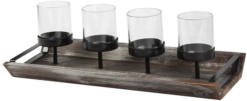 Votive Candle Holder Ceterpiece with 4 Glass Candle Inserts