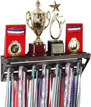 Rustic Trophy Display Shelf with 13 Medal Hangers