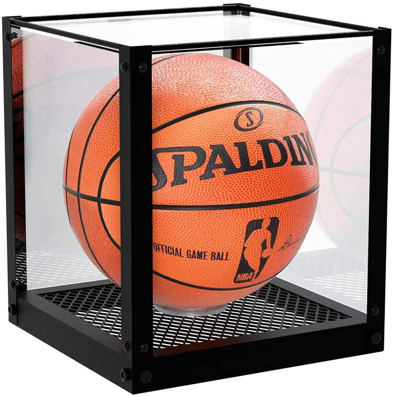 Basketball Display Case with Metal Mesh Base