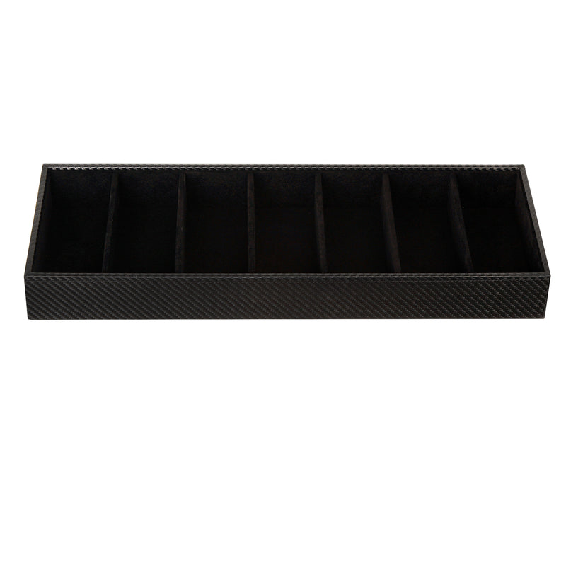 7 Compartment Black Leather Sunglass Organizer