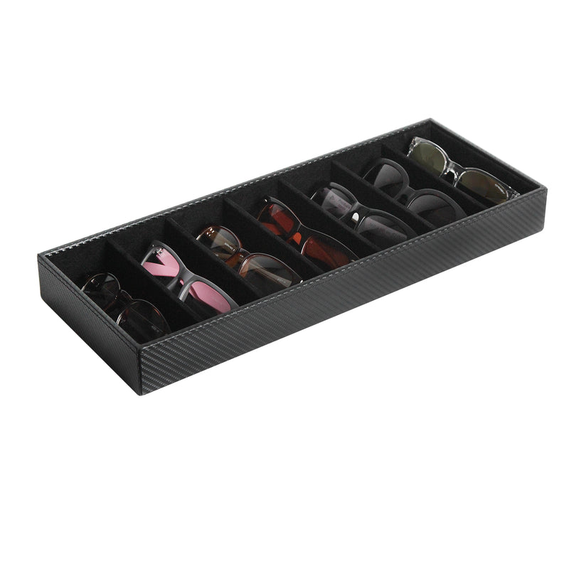 7 Compartment Black Leather Sunglass Organizer