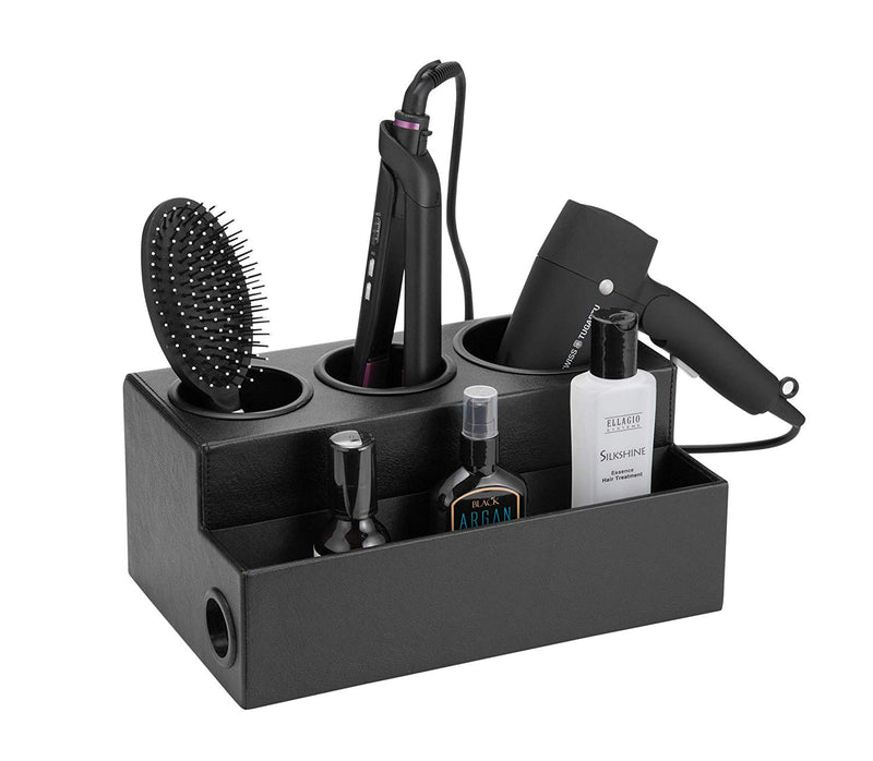 Hair Dryer and Styling Product Tool Holder Organizer with 4 Comparments (Black)