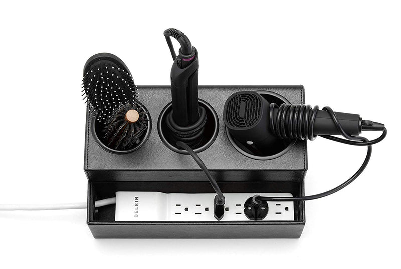Hair Dryer and Styling Product Tool Holder Organizer with 4 Comparments (Black)