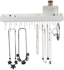 Hanging Jewelry Organizer with 23 Hooks and Shelf (White)