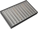 11 Necklace Comparments Stackable Synthetic Leather Jewelry Black Tray (Gray Leather)