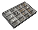 Set of 4 Different Stackable Synthetic Leather Jewelry Tray (Black)