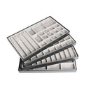 Set of 4 Different Stackable Synthetic Leather Jewelry Tray (Black)