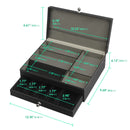 Black Leather Nightstand Valet Tray Storage with Hinged Cover and Drawer