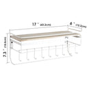 Hanging Jewelry Organizer with 9 Hooks and White Wood Shelf (White Metal)