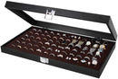 Brown Velvet Ring Display Organizer Storage Box- 72 Ring Slots