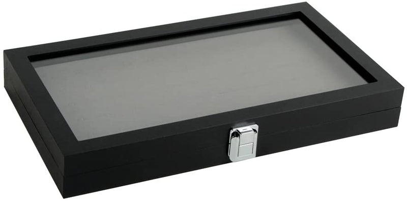 Gray Velvet Ring Display Organizer Storage Box- 72 Ring Slots