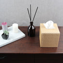 Set of 2 Gold Quilted Faux Leather Square Tissue Box Holder Cover